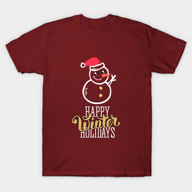 Christmas Snowman T-Shirt by Kiroiharu